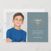 Gold Blumengarten Erstes Kommunionengebirge Foto Dankeskarte (Vorderseite)