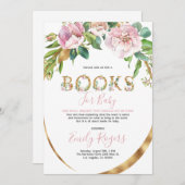 Gold blumengeschmückte Bücher für Baby Save The Date (Vorne/Hinten)
