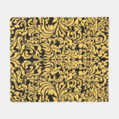 Gold blumengeschmückte Kunstmuster auf schwarz, th Fleecedecke (Vorderseite (Horizontal))