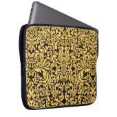 Gold blumengeschmückte Kunstmuster auf schwarz, th Laptopschutzhülle (Vorne Rechts)