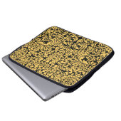 Gold blumengeschmückte Kunstmuster auf schwarz, th Laptopschutzhülle (Vorne Knopf)
