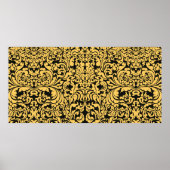 Gold blumengeschmückte Kunstmuster auf schwarz, th Poster (Vorne)