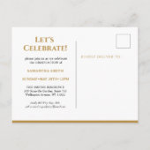 Gold Blumengrün Typografie Foto Abschluss Einladungspostkarte (Rückseite)