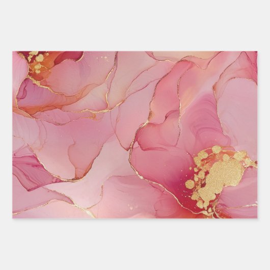 Gold Blumenleaf Blush Pink Brautparty Geschenkpapier Set (Vorderseite 3)
