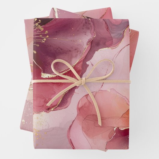 Gold Blumenleaf Blush Pink Brautparty Geschenkpapier Set (Beispiel)
