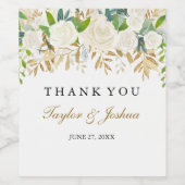 Gold Blumenleaf Vielen Dank für Ihr Hochzeitsweinl Weinetikett (Einzelnes Label)