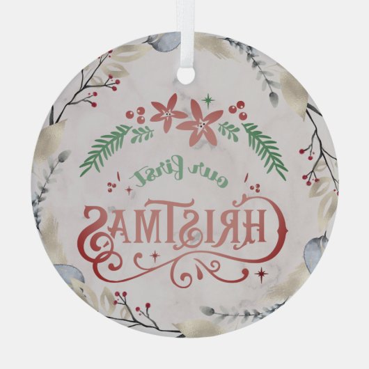 Gold, Blumenrahmen Verheiratet Ornament Aus Glas (Rückseite)