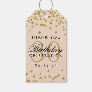 Gold Blush 30. Geburtstag Danke Confetti Geschenkanhänger