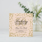 Gold Blush 50. Geburtstag Eleganter Glitzer Confet Einladung (Stehend Vorderseite)