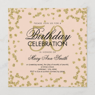 Gold Blush 50. Geburtstag Eleganter Glitzer Confet Einladung