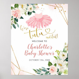Gold Blush Ballerina Tutu Baby Dusche Begrüßungsze Poster