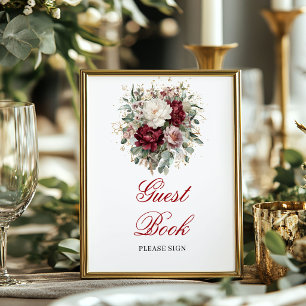 Gold Blush Burgundy Gästebuch 8x10 Schild