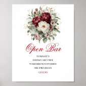 Gold Blush Burgundy Open Bar Hochzeitsposter Poster (Vorne)