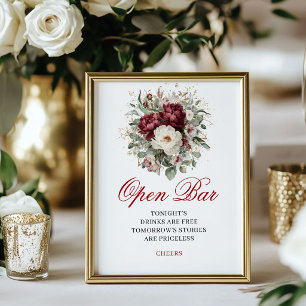 Gold Blush Burgundy Open Bar Hochzeitsposter Poster
