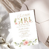 Gold blush floral Sweet little girl baby shower Einladung