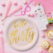 Gold Blush "Hello Thirty" Geburtstag Big Type Pappteller (Party)