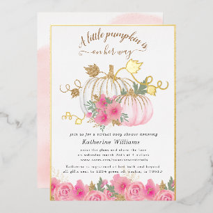 Gold Blush Kürbis Virtuelle Babyparty Folieneinladung