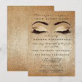 Gold Blush Makeup Eyes Glitzer 16. Bridal Einladung (Vorne/Hinten)