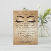 Gold Blush Makeup Eyes Glitzer 16. Bridal Einladung (Stehend Vorderseite)