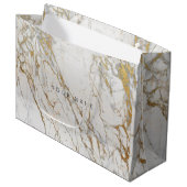 Gold Blush Marble Metallic Geschenk Grau Silver VI Große Geschenktüte (Vorderseite Schrägansicht)