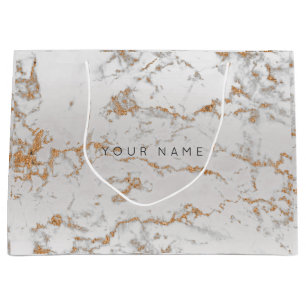 Gold Blush Marble Metallic Gift Gray Silver Rose Große Geschenktüte