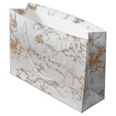 Gold Blush Marble Metallic Gift Gray Silver Rose Große Geschenktüte (Rückseite Schrägansicht)