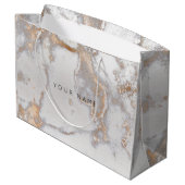 Gold Blush Marble Metallic Gift Gray Silver Rose Große Geschenktüte (Rückseite Schrägansicht)