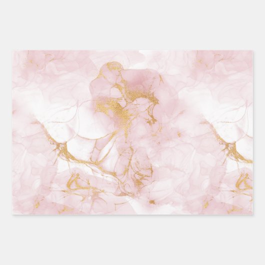 Gold Blush Marmor Geschenkpapier Set (Vorderseite)