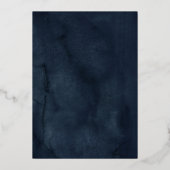 Gold Blush Navy Hochzeit Blumenfoliage Folieneinladung (Rückseite)