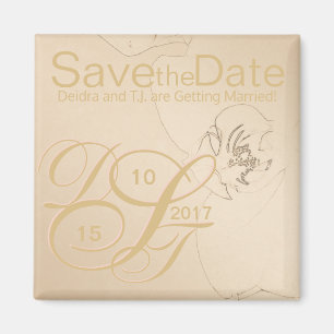 Gold Blush Orchid Speichern Sie das Date Magnet