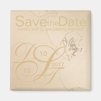 Gold Blush Orchid Speichern Sie das Date Magnet
