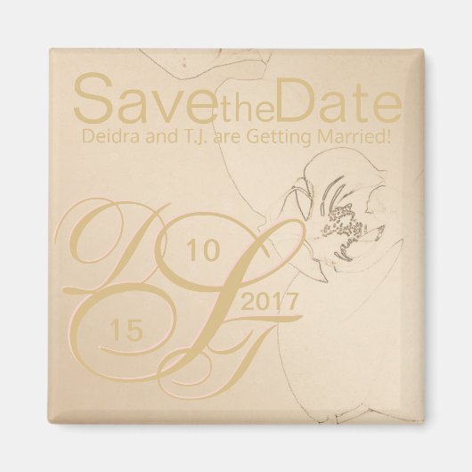 Gold Blush Orchid Speichern Sie das Date Magnet (Vorne)