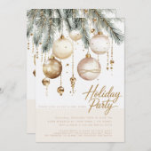 Gold Blush Ornamente Baubles Weihnachtsfest Party Einladung (Vorne/Hinten)
