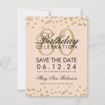 Gold Blush Pink 80. Geburtstag Rett Datum Confetti