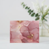 Gold Blush Pink Blumendenken Postkarte (Stehend Vorderseite)