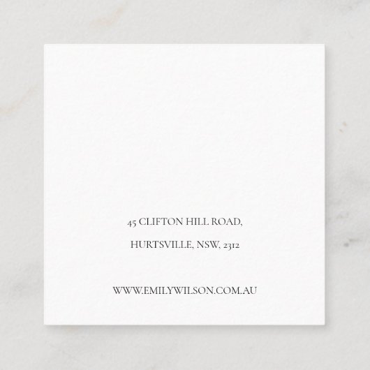 Gold Blush Pink Blumenstanze Nekklettenanzeige Quadratische Visitenkarte (Rückseite)