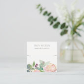 Gold Blush Pink Blumenstanze Nekklettenanzeige Quadratische Visitenkarte (Stehend Vorderseite)