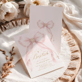 Gold Blush Pink Bow Girl Baptism Religious Einladung