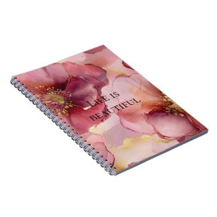 Gold Blush Pink Burgund Blume  Notizblock