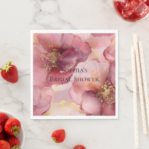 Gold Blush Pink Burgund Blume Serviette