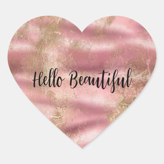 Gold Blush Pink Glam Herz-Aufkleber (Vorderseite)