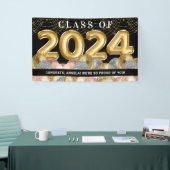 Gold Blush PInk Glitzer Class 2024 Abschluss Banner (Messeveranstaltung)