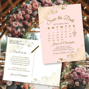 Gold & Blush Pink Hochzeit Sichern Sie den Datumsk Ankündigungspostkarte