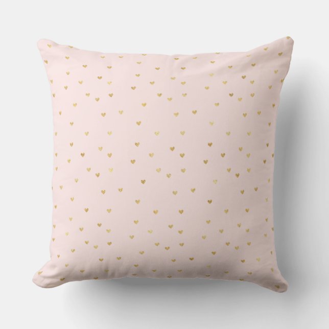 Gold Blush Pink Kleine Herzen Kissen (Vorderseite)