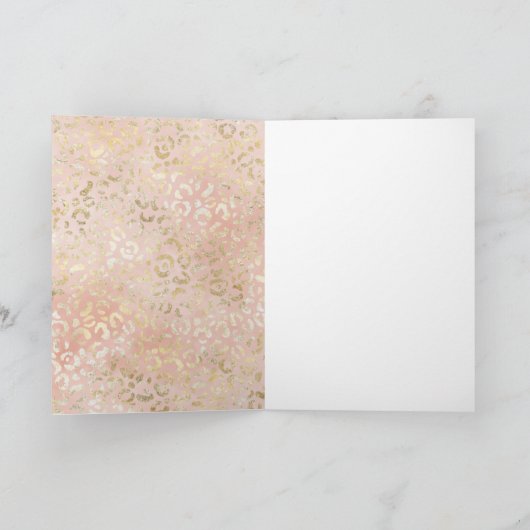 Gold Blush Pink Leopard Karte (Innenseite)