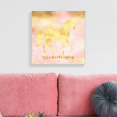 Gold Blush Pink Magical Unicorn Leinwanddruck (Insitu (Wohnzimmer))