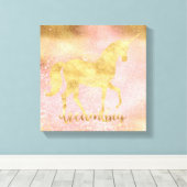 Gold Blush Pink Magical Unicorn Leinwanddruck (Insitu (Holzboden))
