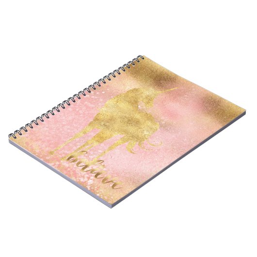 Gold Blush Pink Magical Unicorn Notizblock (Linke Seite)