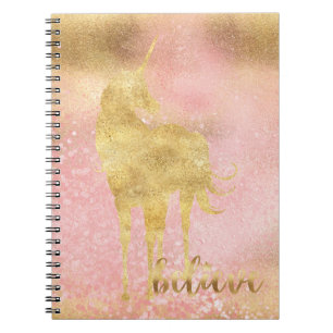 Gold Blush Pink Magical Unicorn Notizblock