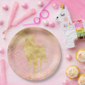 Gold Blush Pink Magical Unicorn Pappteller (Party)
